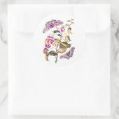  illustratie van de natuur bloemvlinder ronde sticker (Tas)