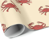 Illustratie van de Nautical Crab Red Cream Cadeaupapier (Rol Hoek)