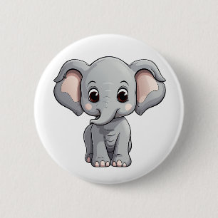 illustratie van de olifant van cartoon ronde button 5,7 cm