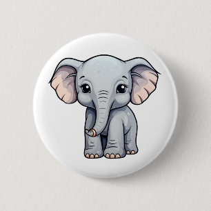 illustratie van de olifant van cartoon ronde button 5,7 cm
