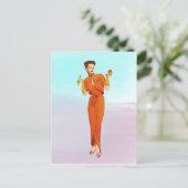 illustratie van de Oranje Mode van de Retro van 1 Briefkaart (Staand voorkant)