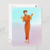 illustratie van de Oranje Mode van de Retro van 1 Briefkaart (Voorkant / Achterkant)