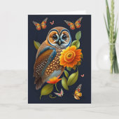 Illustratie van de Oranje vlindervlinder van Owl Bedankkaart (Voorkant)