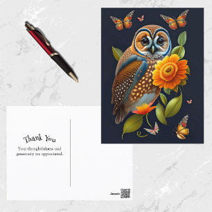 Illustratie van de Oranje vlindervlinder van Owl Briefkaart