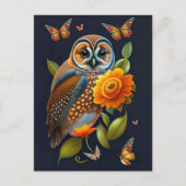 Illustratie van de Oranje vlindervlinder van Owl Briefkaart (Voorkant)