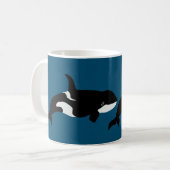 Illustratie van de Orca-walvis Cetacea Ocean Blue Koffiemok (Voorkant links)
