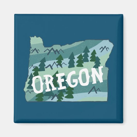Illustratie van de Oregon State-kaart Magneet (Voorkant)
