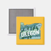 Illustratie van de Oregon State-kaart Magneet (Voorkant / Achterkant)