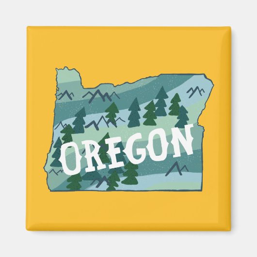 Illustratie van de Oregon State-kaart Magneet (Voorkant)