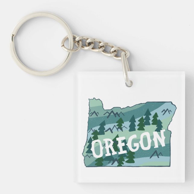 Illustratie van de Oregon State-kaart Sleutelhanger (voorkant)
