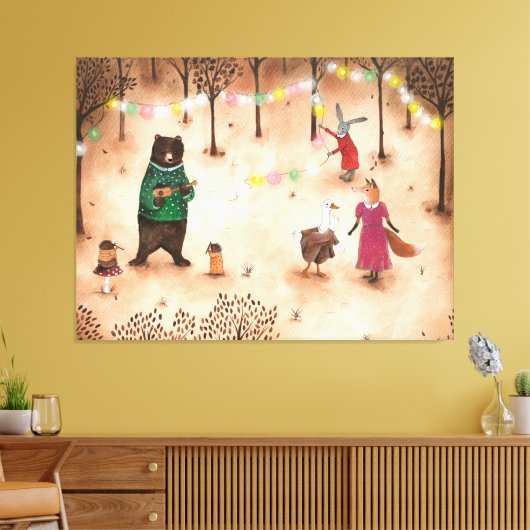 Illustratie van de partij Forest Woodland Animals Canvas Afdruk (Insitu (Woonkamer))