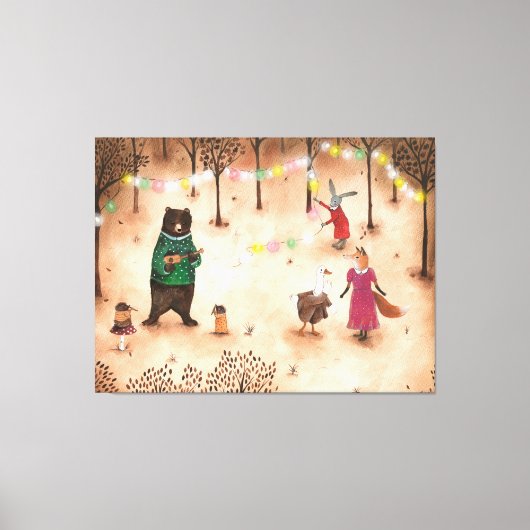 Illustratie van de partij Forest Woodland Animals Canvas Afdruk (Voorkant)
