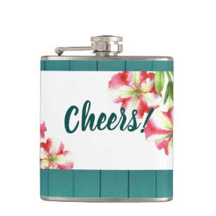 Illustratie van de Petunia van de waterverf de Heupfles