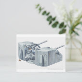 Illustratie van de pistool turret op een WW2-slags Briefkaart (Staand voorkant)