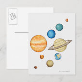 Illustratie van de planeten van het zonnestelsel briefkaart (Voorkant / Achterkant)