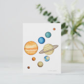 Illustratie van de planeten van het zonnestelsel briefkaart (Staand voorkant)