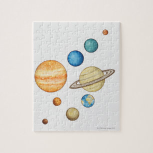 Illustratie van de planeten van het zonnestelsel legpuzzel