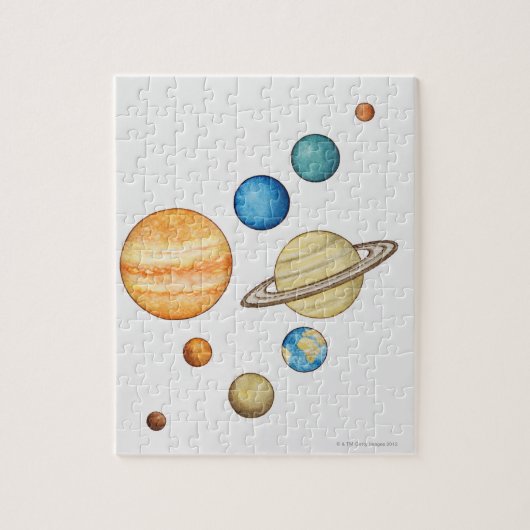 Illustratie van de planeten van het zonnestelsel legpuzzel (Verticaal)