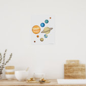 Illustratie van de planeten van het zonnestelsel poster (Keuken)