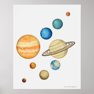 Illustratie van de planeten van het zonnestelsel poster