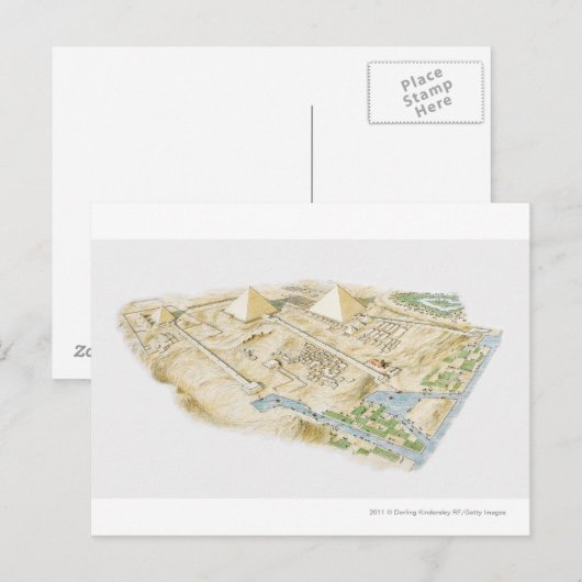 Illustratie van de Pyramides van Giza Briefkaart (Voorkant / Achterkant)