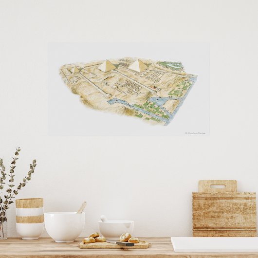 Illustratie van de Pyramides van Giza Poster (Keuken)