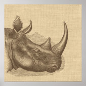 Illustratie van de  Rhino op Burlap Poster (Voorkant)