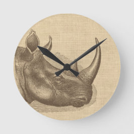 Illustratie van de  Rhino op Burlap Ronde Klok