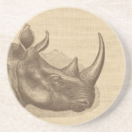 Illustratie van de  Rhino op Burlap Zandsteen Onderzetter