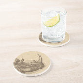 Illustratie van de  Rhino op Burlap Zandsteen Onderzetter (Zijkant)