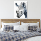 Illustratie van de rhino - potloodtekening canvas afdruk (Insitu (Slaapkamer))