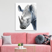 Illustratie van de rhino - potloodtekening canvas afdruk (Insitu (Woonkamer))
