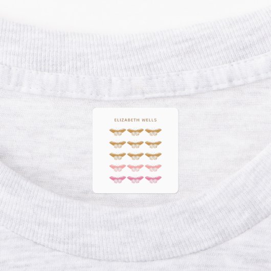 Illustratie van de  roze vlinder bevestigen labels (Aangebracht)