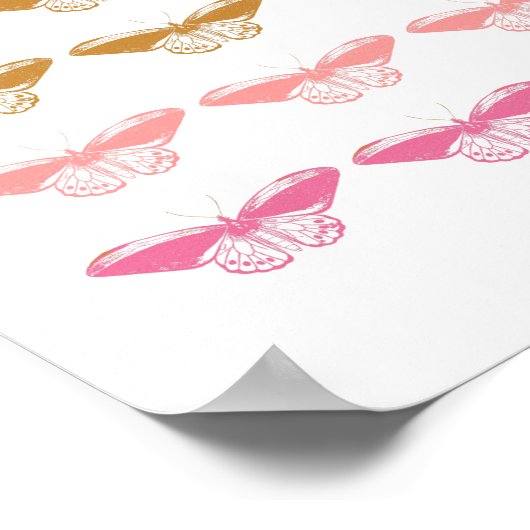 Illustratie van de  roze vlinder bevestigen poster (Hoek)