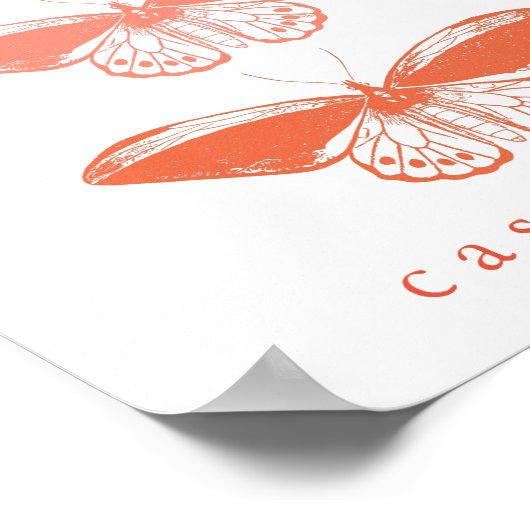 Illustratie van de  roze vlinder bevestigen poster (Hoek)