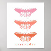 Illustratie van de roze vlinder bevestigen poster (Voorkant)