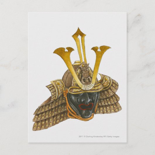 Illustratie van de samurai helm uit de 16e eeuw briefkaart (Voorkant)