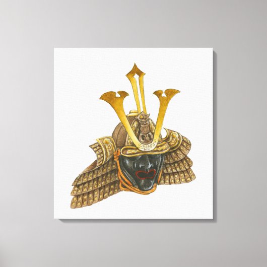 Illustratie van de samurai helm uit de 16e eeuw canvas afdruk (Voorkant)