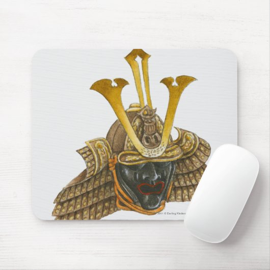 Illustratie van de samurai helm uit de 16e eeuw muismat (Met muis)