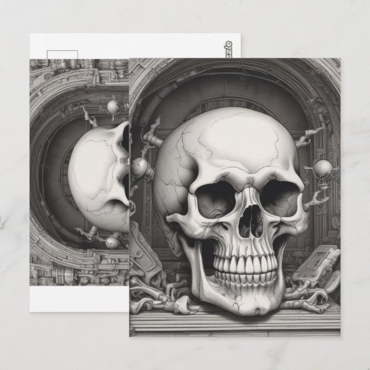 Illustratie van de schedel briefkaart (Voorkant / Achterkant)