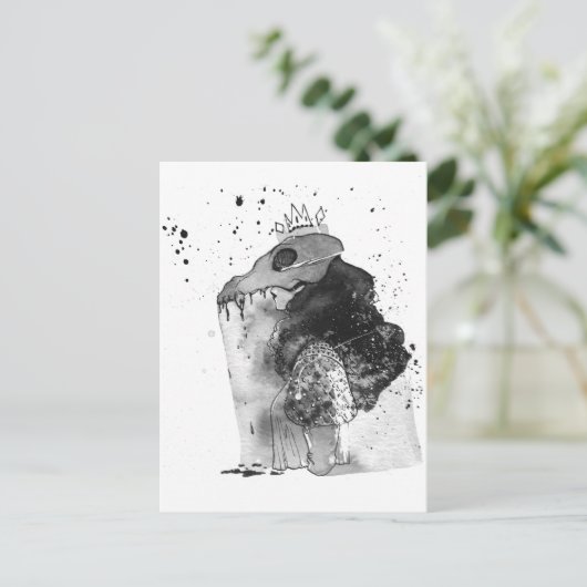 Illustratie van de schedel en Botten Briefkaart (Staand voorkant)