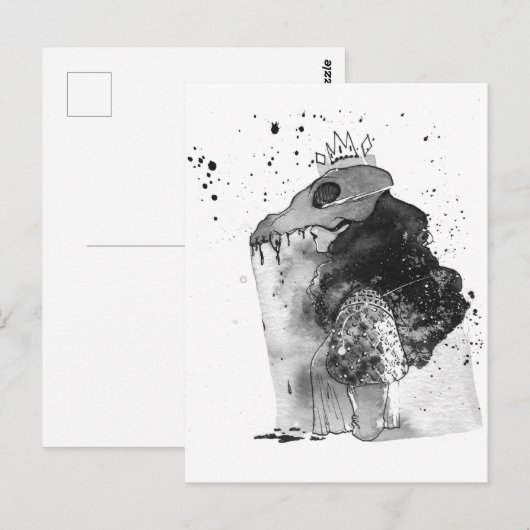 Illustratie van de schedel en Botten Briefkaart (Voorkant / Achterkant)