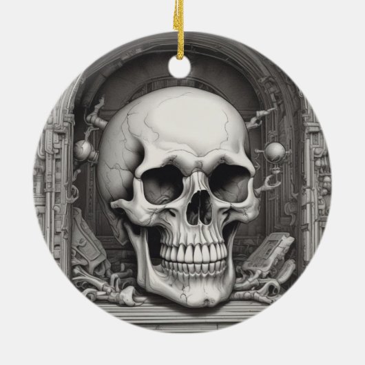 Illustratie van de schedel keramisch ornament (Achterkant)