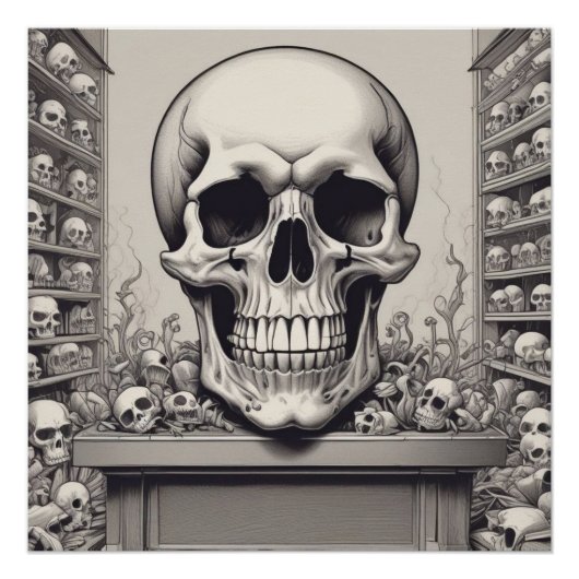 Illustratie van de schedel perfect poster (Voorkant)