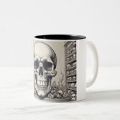 Illustratie van de schedel tweekleurige koffiemok (Voorkant rechts)
