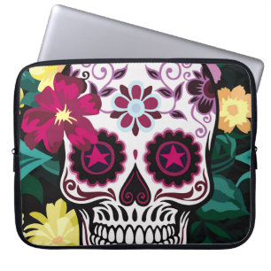 illustratie van de schedelornamentsflower, schedel laptop sleeve