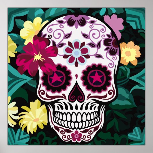 illustratie van de schedelornamentsflower, schedel poster (Voorkant)