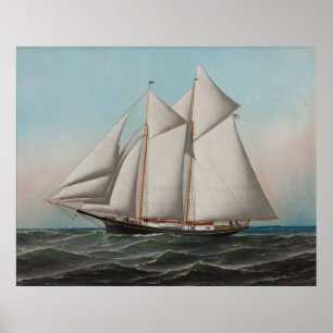 Illustratie van de  Schooner-Zeilboot (1887) Poster