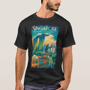 Illustratie van de Singapore skyline Reis Kunst Vi T-shirt
