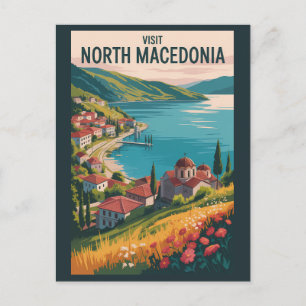 Illustratie van de skyline van Noord-Macedonië Rei Briefkaart